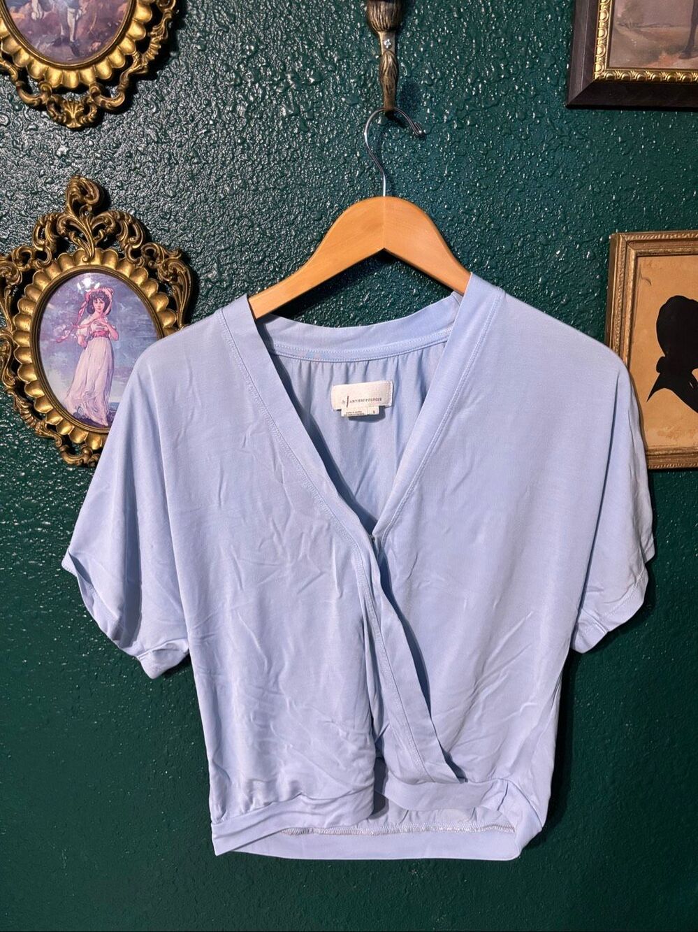 Anthropologie Crossover Top Sz Small Blue Modal